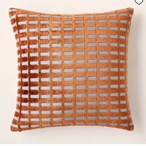 NEW (2) West Elm Archway Cut Velvet Copper Orange Pillows WITH Inserts! $70 Pair